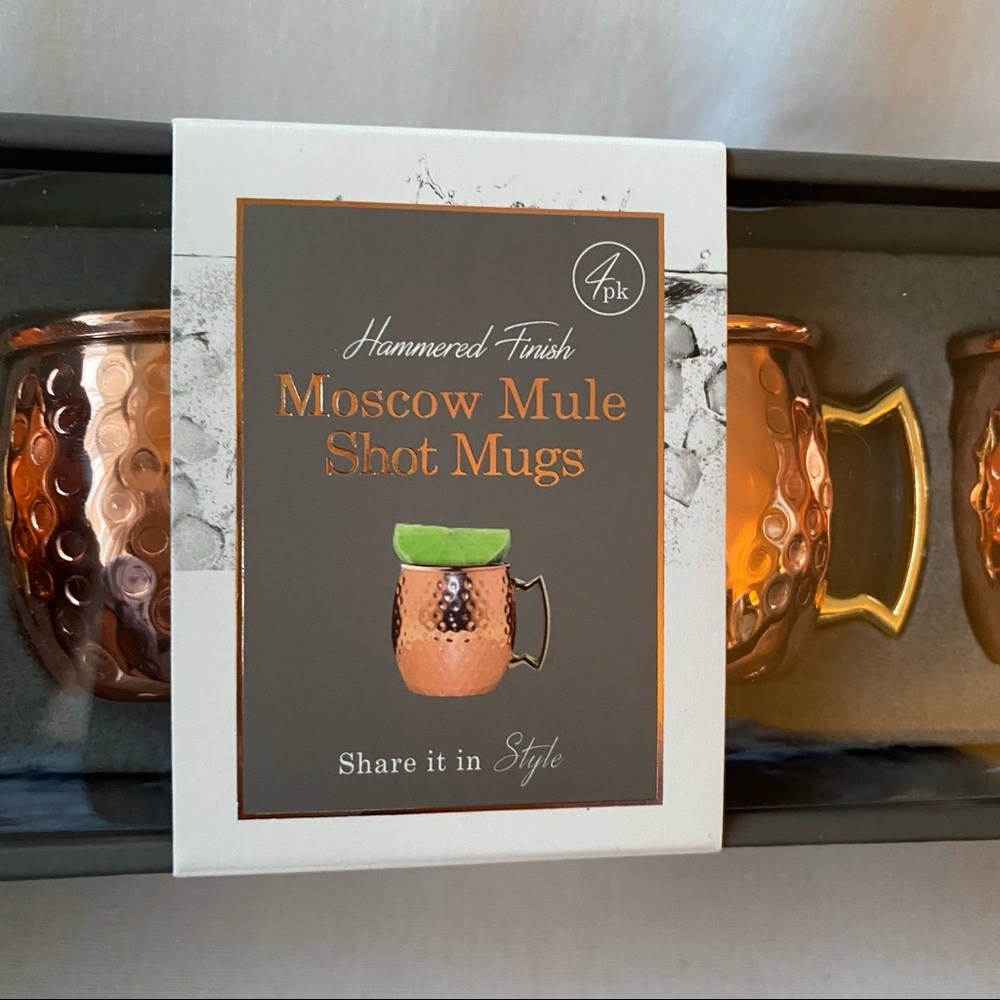 Set Of 4 Moscow Mule Hammered Finish Shot Mugs Brand New